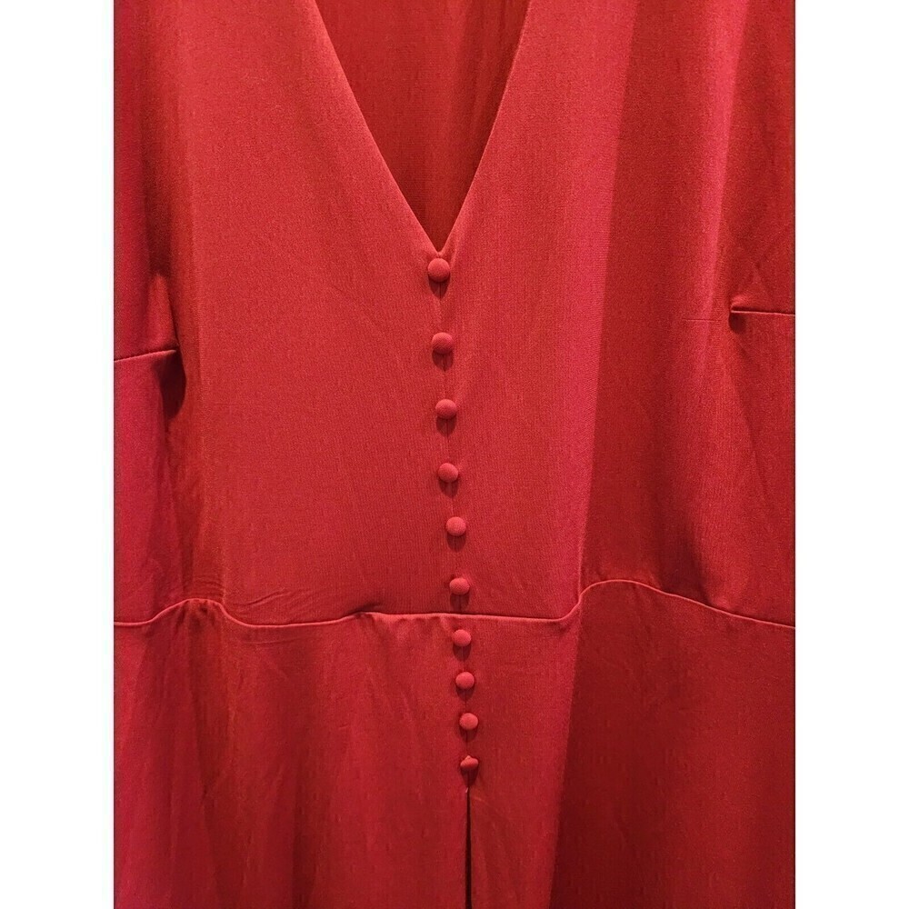 Eloquii Dress Keyhole Cut Out Button Detail Balloon Sleeve Sz 20 Burgandy Nwt - Picture 2 of 10